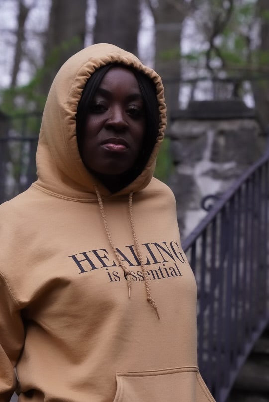 Healing is Essential Old Gold Hoodie w/ scripture